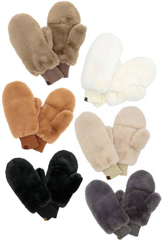 C.C Faux Fur Mittens - 6 colors
