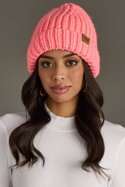 Coral Chunky Knit Beanie