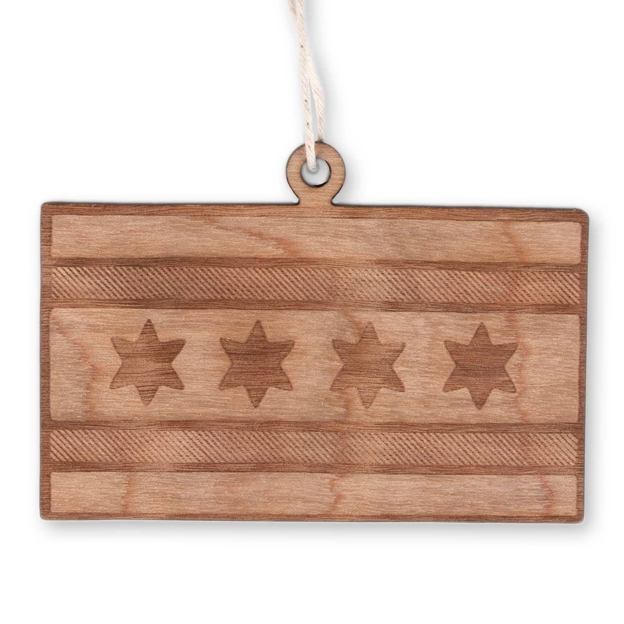 Chicago Flag Wood Ornament