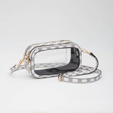 Checker Double Zipper Oval Clear Crossbody Bag