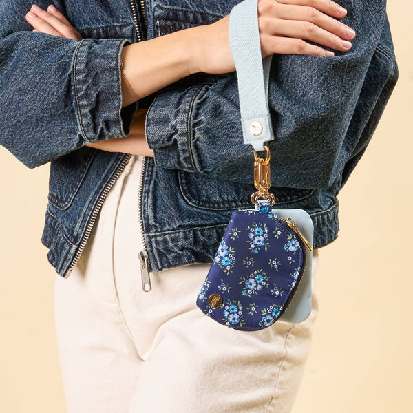 Floral Navy - Duo Pouch Wristlet
