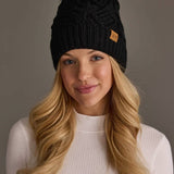 Black Cable Knit Pom Hat