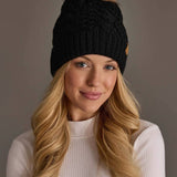 Black Cable Knit Pom Hat