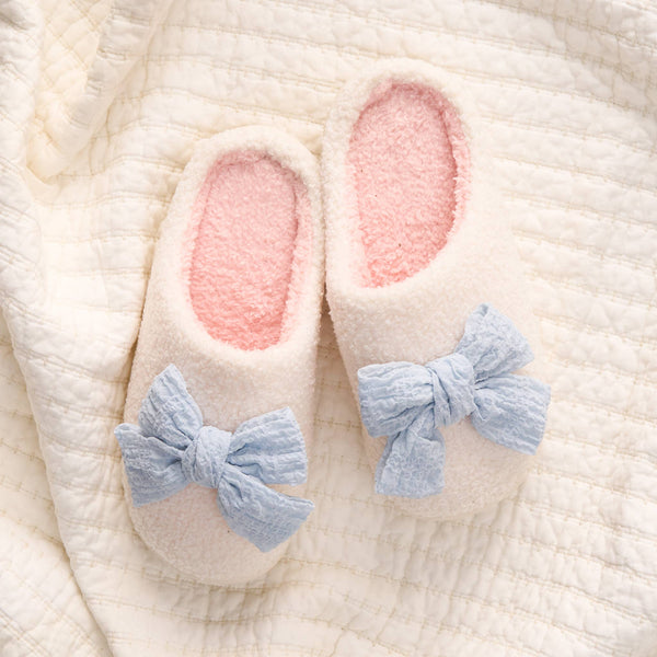 Betty Bow Light Blue - Fuzzy Slippers