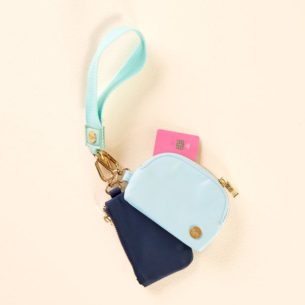 Navy/Aqua - Duo Pouch Wristlet