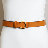 Minimalist Gold Buckle Belt - Camel