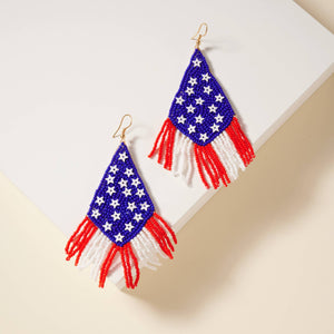 Flag Seed Beaded Dangling Earrings