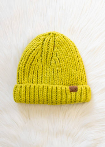 Lime Chunky Knit Beanie