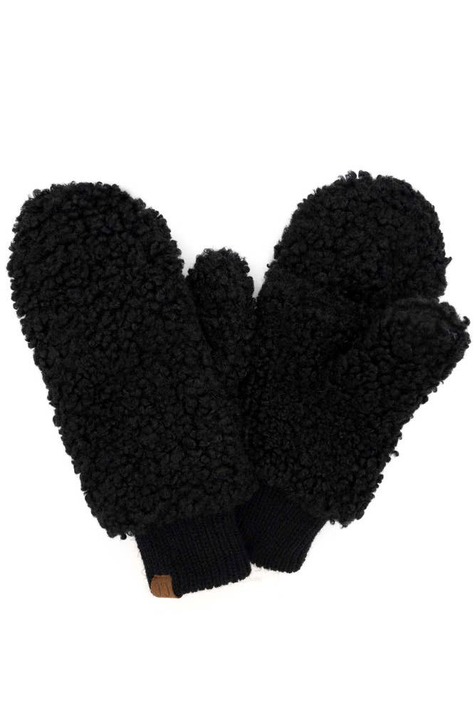 C.C Sherpa Mitten Gloves - Black