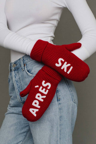 Red & White Apres Ski Knit Mittens