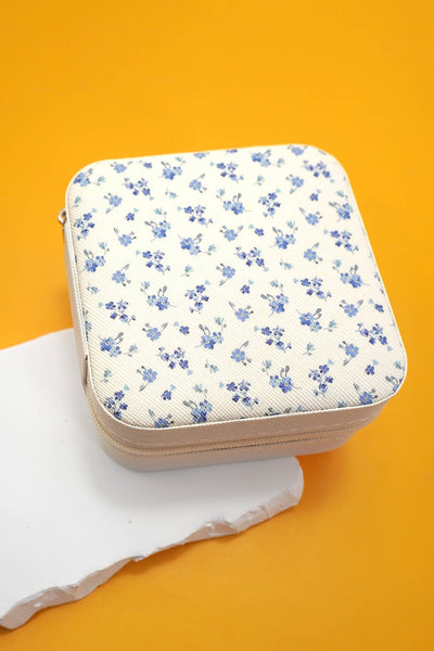 Ditsy Blue Floral Travel Jewelry Organizer