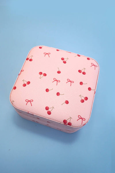 Cherry Pink Travel Jewelry Box Organizer