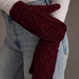 Burgundy Cable Knit Mittens