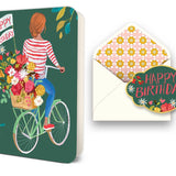 Happy Birthday Bicycle Ride Deluxe Greeting Card