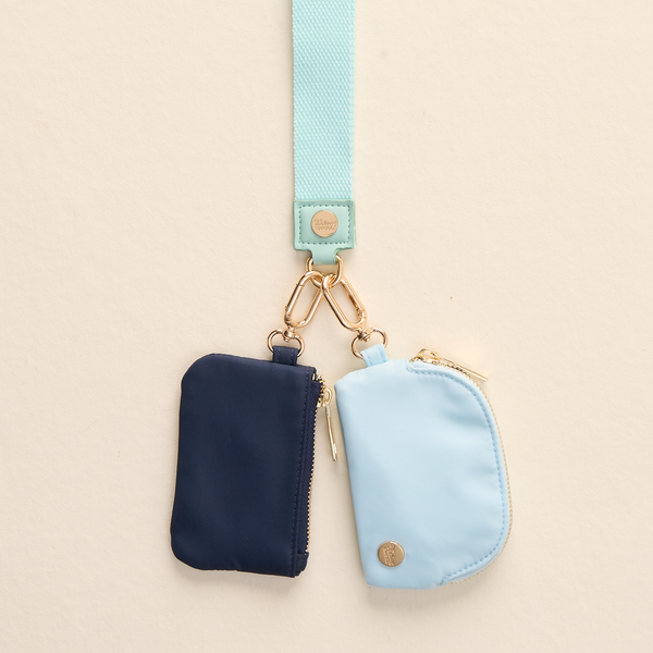 Navy/Aqua - Duo Pouch Wristlet