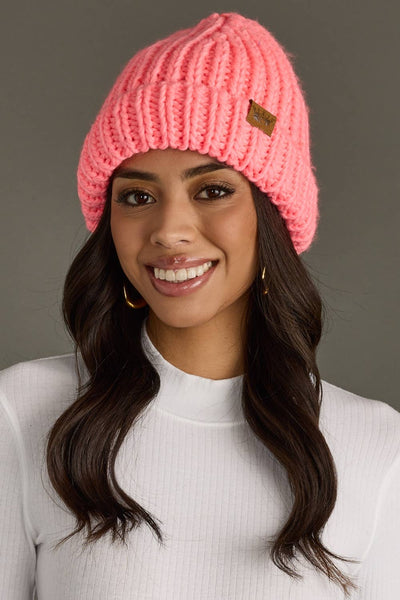 Coral Chunky Knit Beanie