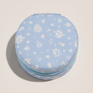 Blue Floral Cotton Travel Jewelry Box
