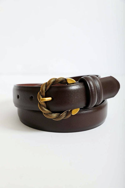 Twisted Buckle Belt Brown