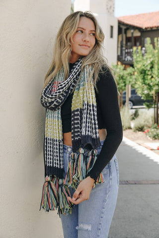 Cozy Colorblock Contrast Knit Oversized Scarf for Winter