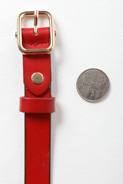 Red Skinny Leather Belt