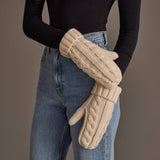 Cream Cable Knit Design Mittens