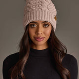 Lt. Pink Cable Knit Hat with Dk. Pink Pom