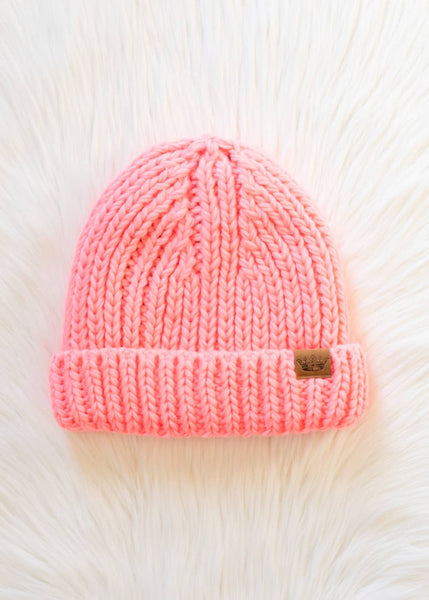 Coral Chunky Knit Beanie
