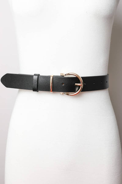 Horseshoe Gold Buckle Belt – Black
