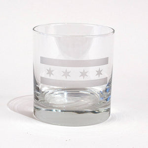 Chicago Flag Whiskey Glass