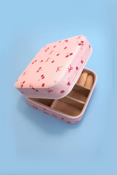 Cherry Pink Travel Jewelry Box Organizer