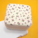 Pink Flowers Travel Jewelry Box Organizer