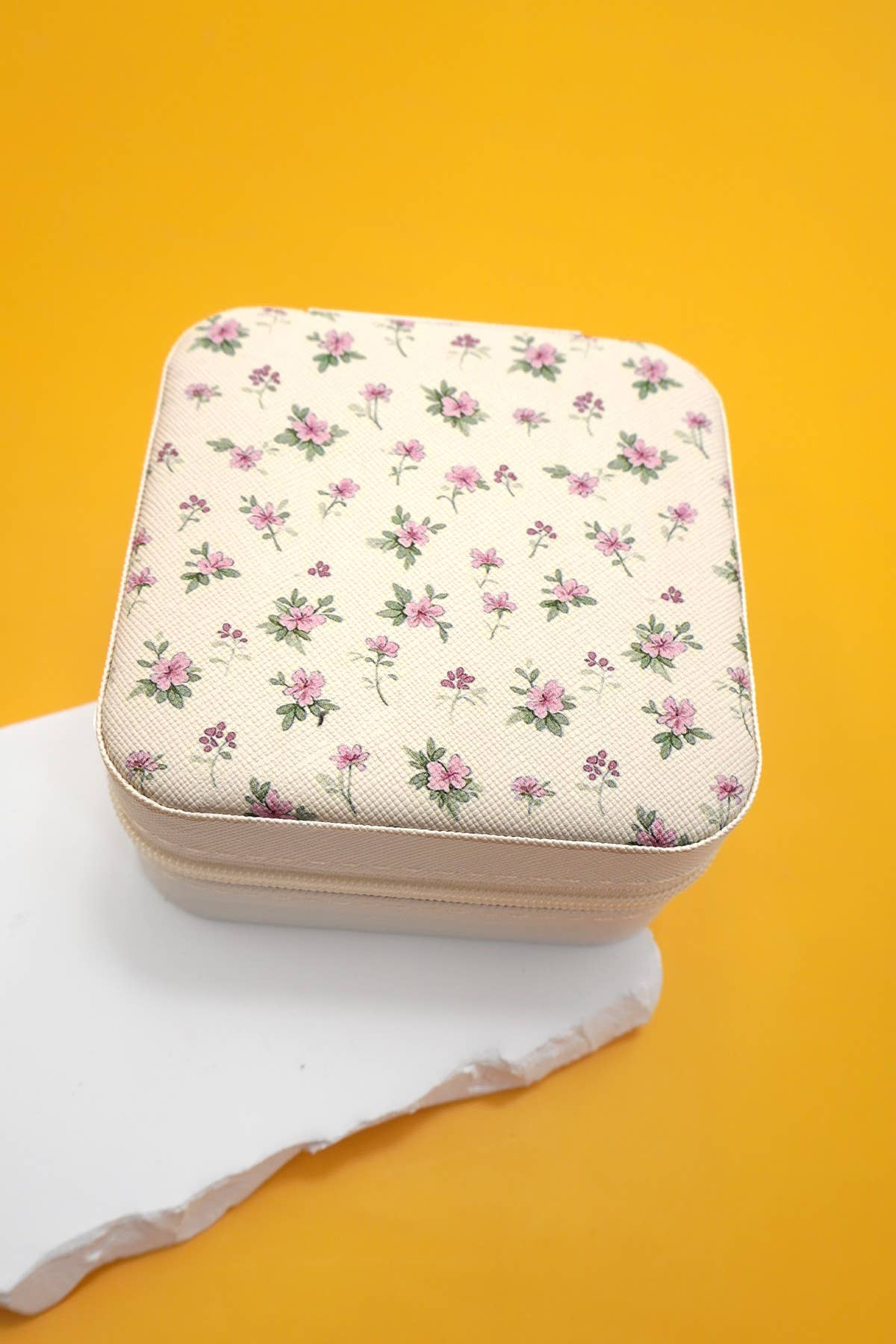 Pink Flowers Travel Jewelry Box Organizer