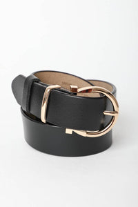 Horseshoe Gold Buckle Belt – Black