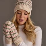 Cream & Pink Floral Pattern Mittens