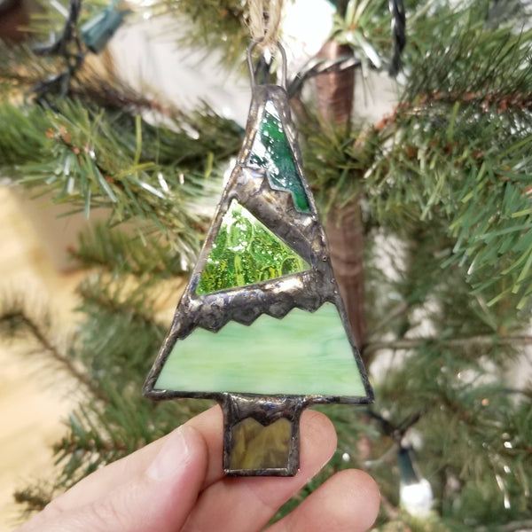 Stained glass tree ornament