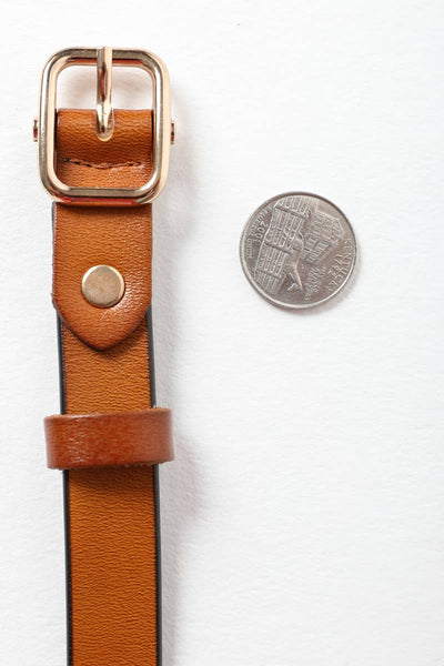 Camel Skinny Leather Belt