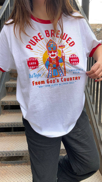 Chicago Style Pope Ringer Tee