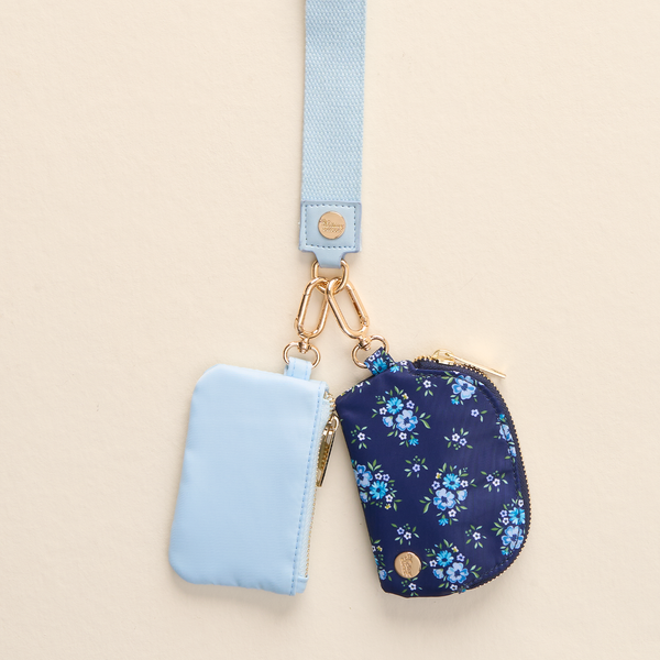 Floral Navy - Duo Pouch Wristlet