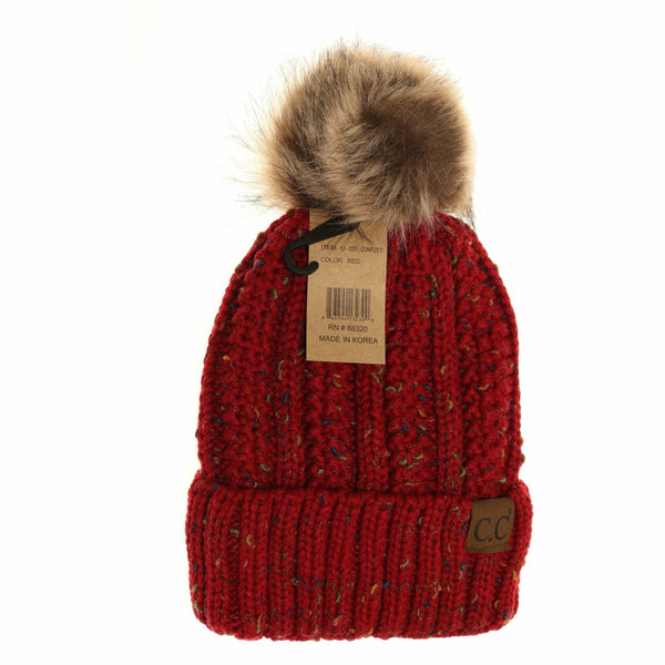 Flecked Fuzzy Lined Pom CC Beanie - 6 colors