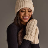 Cream Cable Knit Design Mittens