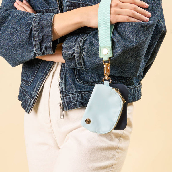 Navy/Aqua - Duo Pouch Wristlet