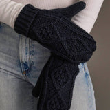 Navy Cable Knit Mittens