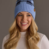 Lt. Blue & Navy Plaid Knit Pom Hat
