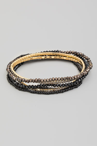 Mixed Beaded Layered Bracelet Set