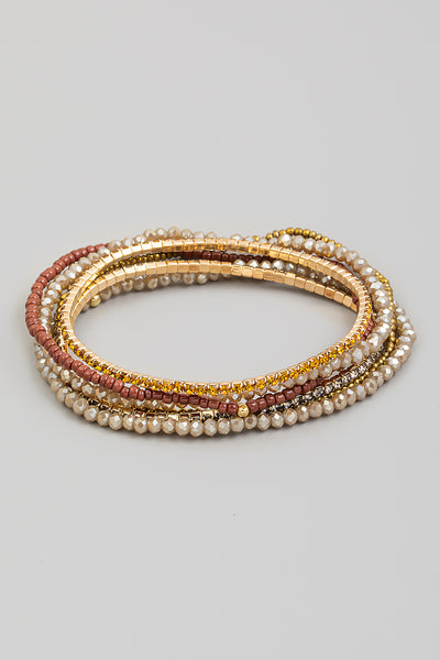 Mixed Beaded Layered Bracelet Set