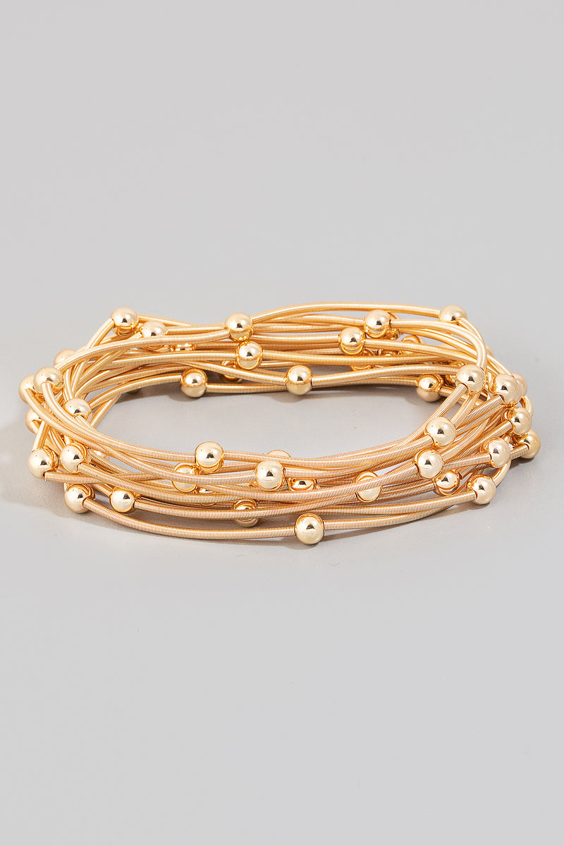 Metallic Beads And Coils Bracelet Set