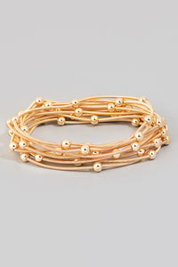 Metallic Beads And Coils Bracelet Set