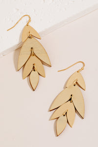 Wood & Metallic Leaf Dangle Earrings