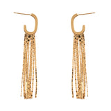 Gold Huggie Hoop with Gold Tassel Fringe 2.25" Earring