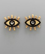 Black Evil Eye Bead Earrings